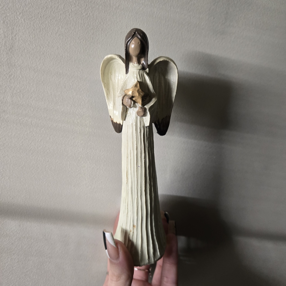Hand Crafted Cream and Brown Angel Figurine